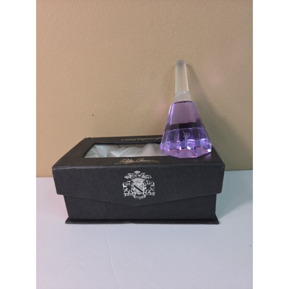 Oleg Cassini Lavender Crystal Bottle Stopper Faceted Purple Wine Barware New Box